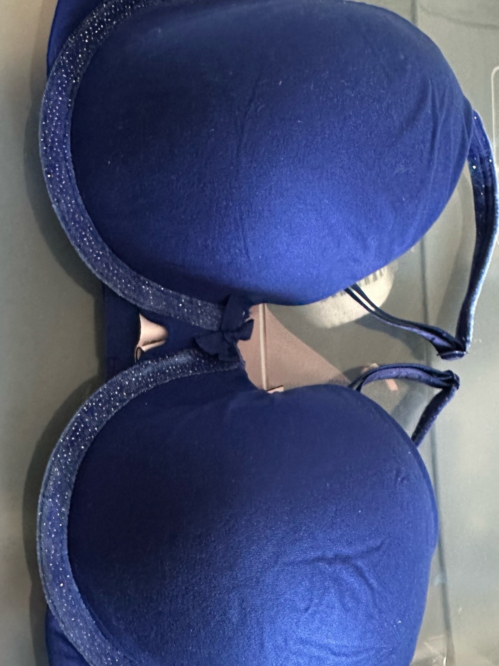 Victoria's Secret Navy Blue T-Shirt Bra with Glitter Trim